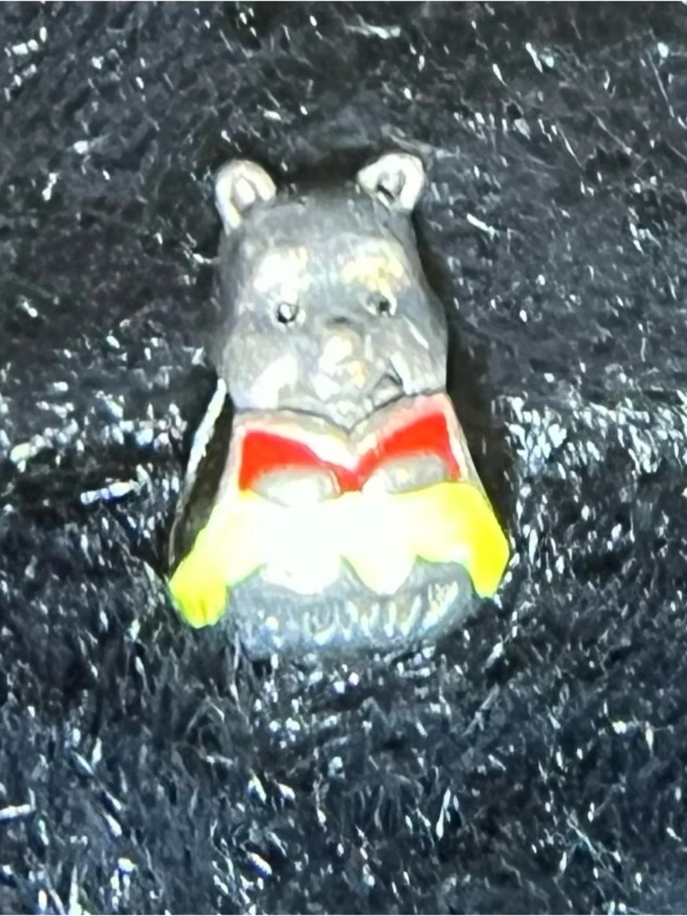 Cute 925  Silver Winnie the PoohBear charm Necklace with Red and Yellow Enamel